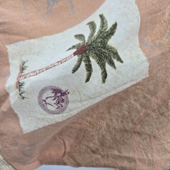 Joe Marlin Orange Peach Palm Tree Button Down Cotton Blend Medium - Picture 6 of 8